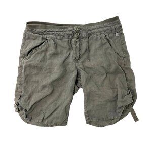 DEPT 100% Linen Lagenlook Side-Tie Bermuda Shorts Breathable Gray size Large